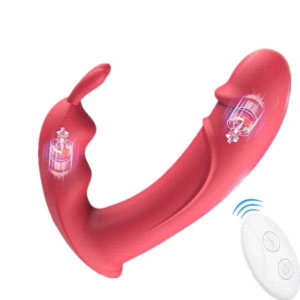 2-in-1 Rabbit Ear Clit Stimulator Wearable Panty Vibrator