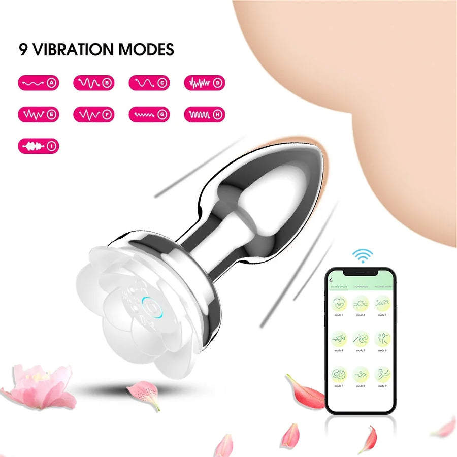 App / Wireless Remote Control Rose Anal Vibrator