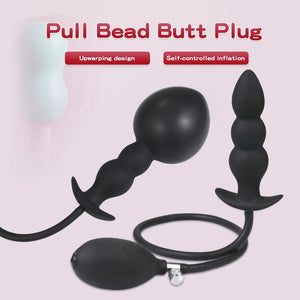 Expandable Butt Plug Silicone Inflatable Anal Beads