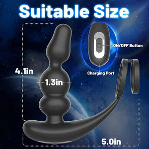 Wireless Remote Control 360° Rotatary Prostate Vibrator With Dual Rings