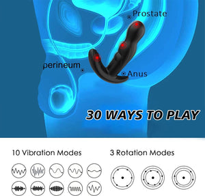 Hannibal 360° Rotating Ergonomic Anal Vibrator Prostate Massager with 30 Powerful Stimulation Patterns