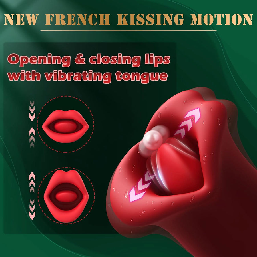 Tongue Toy Clitoral Vibrator Stimulator for Women with 10 Vibration Modes and French Kissing Modes