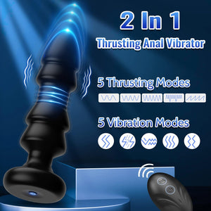 Christmas Tree Thrusting Anal Vibrator Remote Control Butt Plug 5 Vibrating & Thrusting Modes Prostate Massager