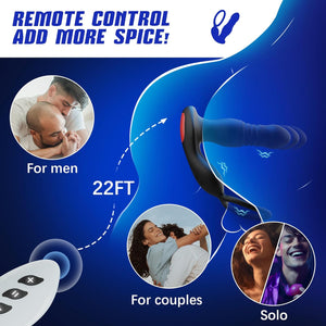 Waterproof Remote Contro lThrusting Prostate Massager Anal Vibrator 7 Modes with Cock Ring