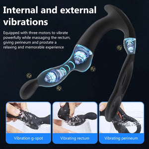 P-peak Wireless Remote Control Anal Beads With Penis Rings