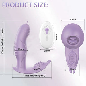 3-in-1 Remote Control Wearable Tongue-licking Panty Vibrator