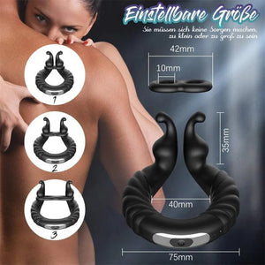 Vibrating Dual Penis Ring, Stretchy Cock Ring Longer Harder USB Rechargable Adjustable Size