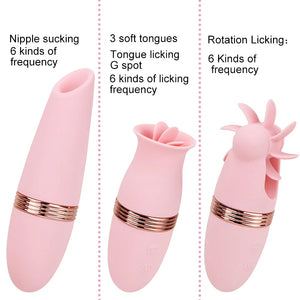 Tongue Licking Jumping Eggs Clitoris Stimulator Nipple Sucker Vibrator