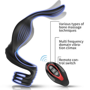 Wireless Remote Control 3-point Stimulation Vibrating Penis Ring