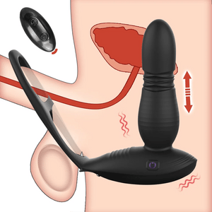 Thrusting Vibrating Prostate Massager With Double Rings
