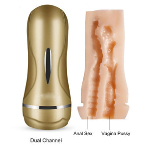 Double Channel Manual Masturbation Cup Realistic Realistic Pussy Anal Vagina