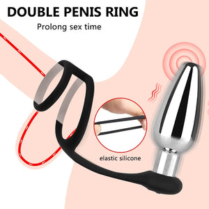 Wireless Remote Control Metal Anal Vibrator With Double Rings