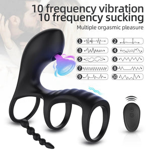 10 Frequency Vibrating Cock Ring Wireless Remote Delayed Ring Male Masturbation