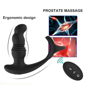 Wireless Remote Control Double Cock Ring Vibrating Anal Plug Massager