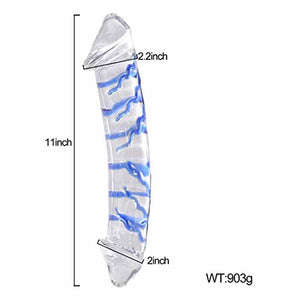 Medical Grade Glass Blue Swirl Crystal Double Sided Dildo 25/30cm-ZhenDuo Sex Shop-large-ZhenDuo Sex Shop