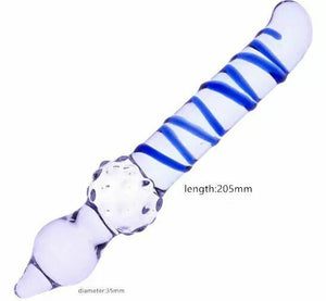 Spiral Texture Realistic Crystal Glass Double Ended Dildo Pleasure Wand-ZhenDuo Sex Shop-B-ZhenDuo Sex Shop