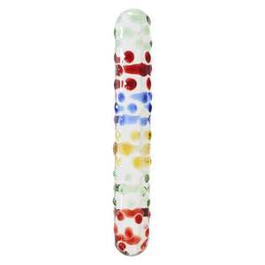 Rainbow Mege Nubby Textured Sensual Glass Double Dildo Wand 17.5cm-ZhenDuo Sex Shop-ZhenDuo Sex Shop