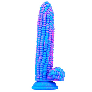 8'' Liquid Silicone Colorful Corn Cob Dildo With Suction Cup Particle Surface Vagina Stimulate Sex Toys