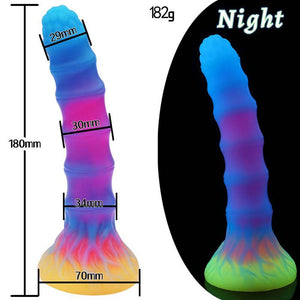 A125 Cute Luminous Dildo Anal Sex Toys Colourful Glowing Huge Dragon Monster Dildos