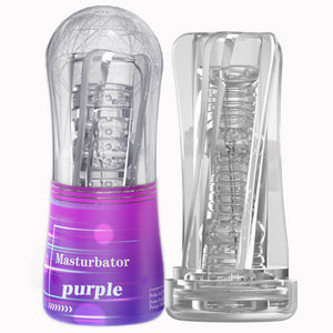 Crystal Transparent Male Masturbator Training Cheap Aircraft Cup-ZhenDuo Sex Shop-purple-ZhenDuo Sex Shop