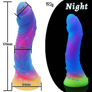 A125 Cute Luminous Dildo Anal Sex Toys Colourful Glowing Huge Dragon Monster Dildos