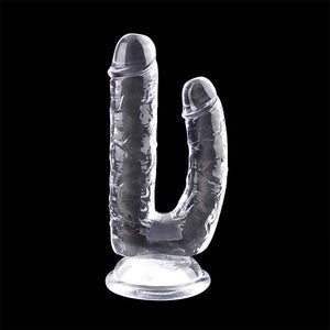 SNAILAGE Double Penetration Suction Cup Dildo-ZhenDuo Sex Shop-transparent-ZhenDuo Sex Shop