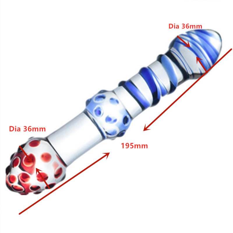 Spiral Texture Realistic Crystal Glass Double Ended Dildo Pleasure Wand-ZhenDuo Sex Shop-ZhenDuo Sex Shop