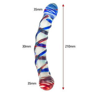 Spiral Texture Realistic Crystal Glass Double Ended Dildo Pleasure Wand-ZhenDuo Sex Shop-D-ZhenDuo Sex Shop