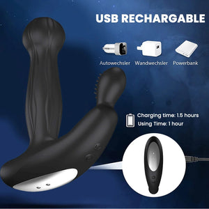 Prostate Massage Vibrator Remote Control Anal Toy with Rotating Beads