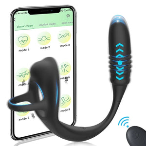 2 In 1 Wearable Telescopic Double-ring Prostate Massager Wireless Remote Control