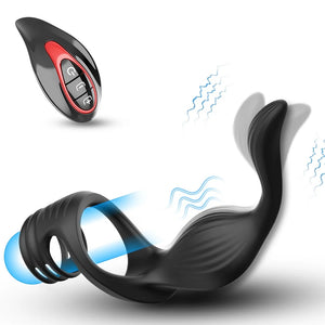Wireless Remote Control 3-point Stimulation Vibrating Penis Ring