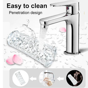 Clear Textured Super Stretchable Male Stroker Penis Massager