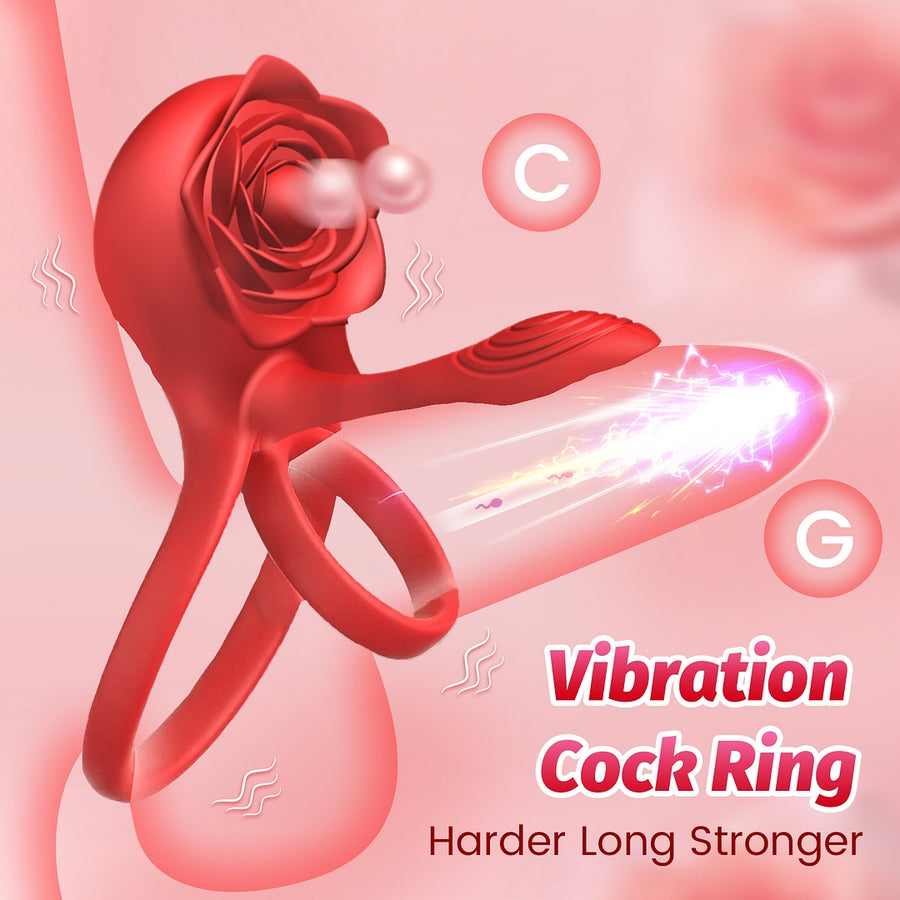 Rose Shackle Remote Control Dual-motor Vibration Penis Ring For Couples