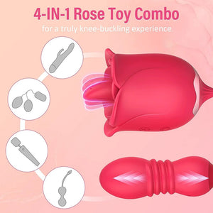 Remote Control Tongue Licking Rosebud Adult Toy Retractable Vibrating Egg Set