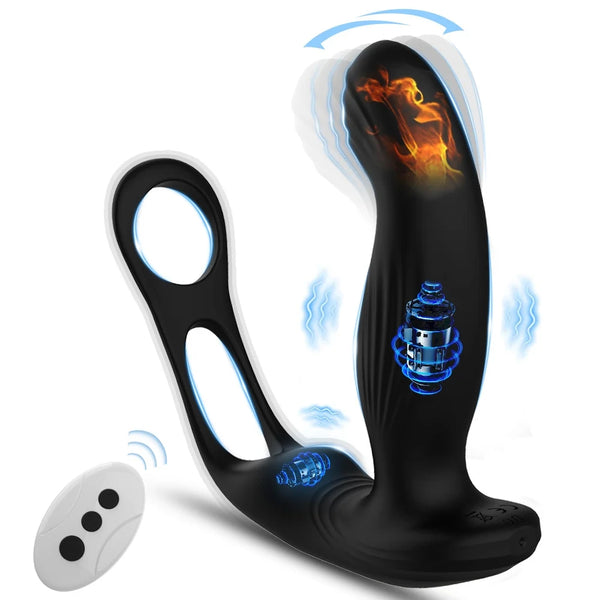 Warrior - Heating Wiggling Vibration Prostate Massager With Double Rings