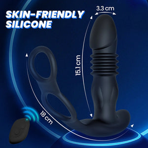 2-in-1 Retractable Prostate Vibrator With Double Rings