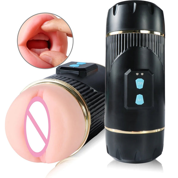 Double Headed Airplane Cup Men's Vibrating Oral Sex Masturbation Device