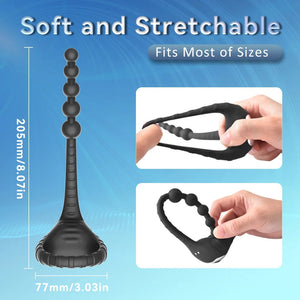 10 Frequency Vibration Cock Ring With Bead Pulling Prostate Massager