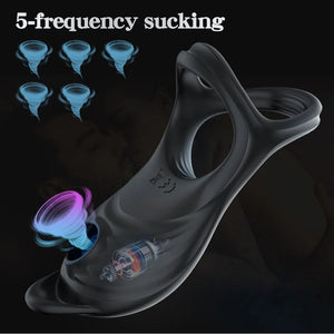 5 Frequency G-spot Sucking Vibrating Penis Ring Clitoris Stimulation Cock Ring