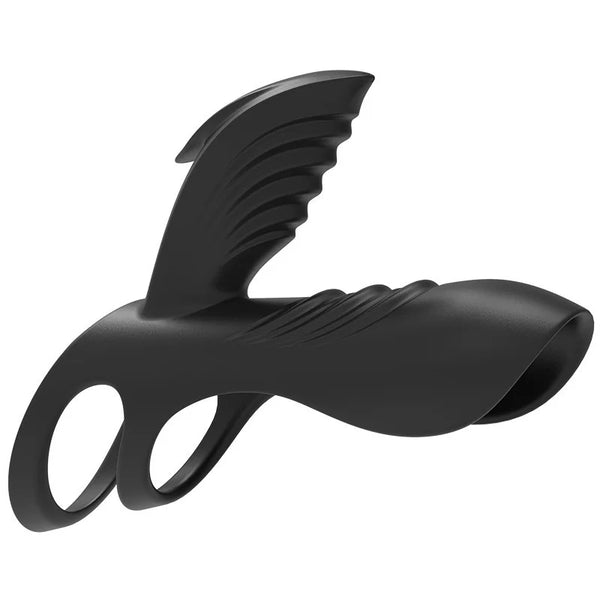Adjustable Silicone Vibrating Cock Ring in Black, Clitoral G-spot Stimulator