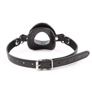 Leather Strap O-Shaped Silicone Lips Mouth Gag