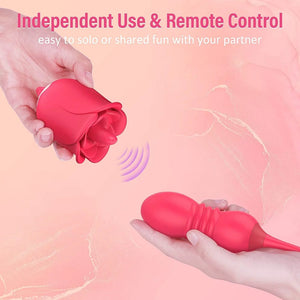 Remote Control Tongue Licking Rosebud Adult Toy Retractable Vibrating Egg Set