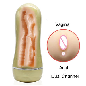 Double Channel Manual Masturbation Cup Realistic Realistic Pussy Anal Vagina