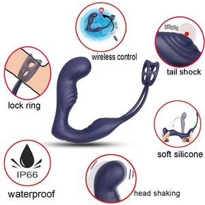 Vibrating Prostate Massage With Double Penis Ring