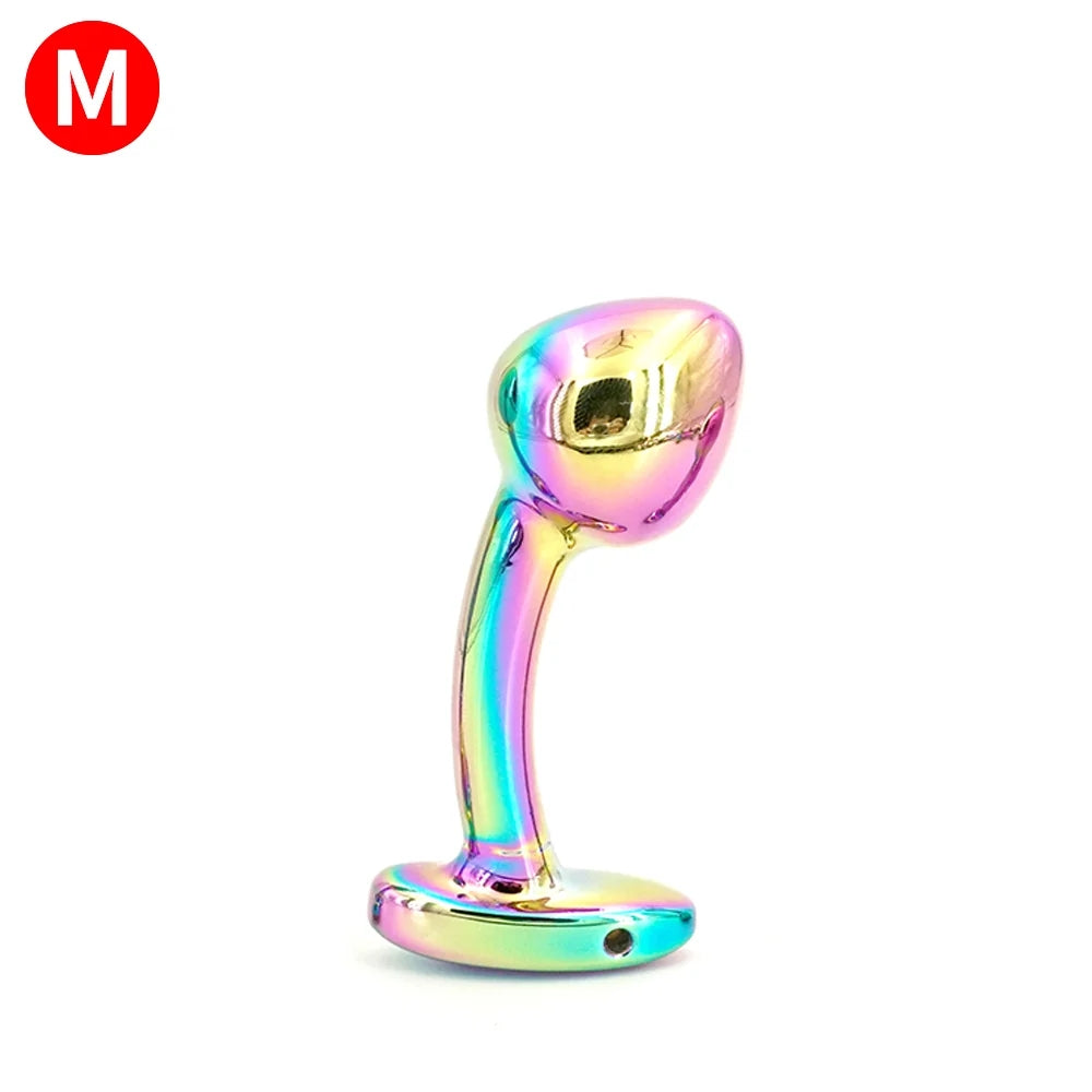 Colorful Temperature Play Aluminum Alloy Butt Plug Prostate Massager