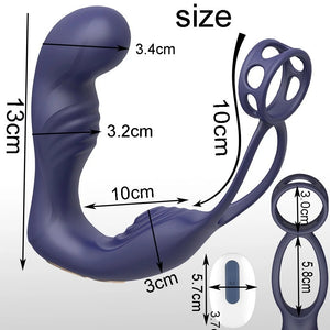 Vibrating Prostate Massage With Double Penis Ring