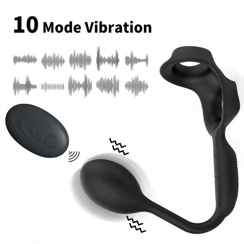 10 Frequency Vibrating Prostate Massager Wireless Remote Control For Men