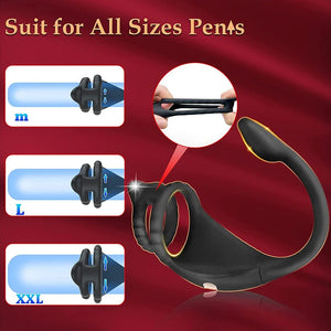 Dragon Knight - App/Remote Control Double Penis Ring Scrotal Sleeve With Anal Plug