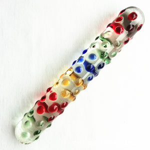 Rainbow Mege Nubby Textured Sensual Glass Double Dildo Wand 17.5cm-ZhenDuo Sex Shop-ZhenDuo Sex Shop