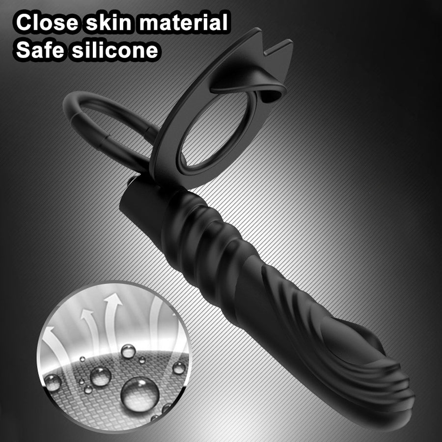 JiuAi 10 Frequency Double Penetration Cock Ring with Vibrating Dildo-ZhenDuo Sex Shop-ZhenDuo Sex Shop